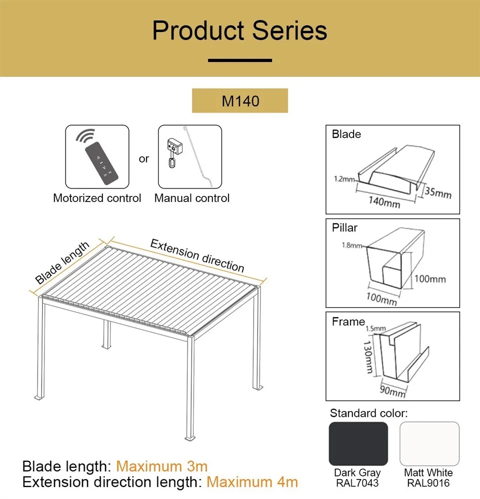 3m x 4m aluminium pergola(3)